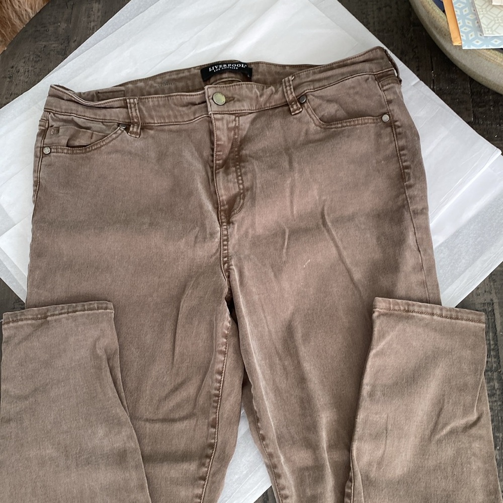 Women’s Skinny Jeans in Brown stretch denim, Size 16